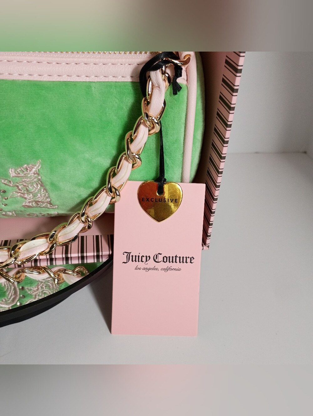 Juicy Couture Exclusive Heritage Green Velvet Chain-Handle Shoulder Bag Set - Picture 3 of 10